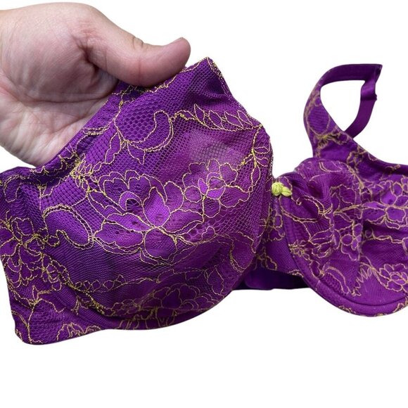 CACIQUE Bra Lace Full Coverage Lightly Lined Wired Size 42D Purple - Picture 2 of 6